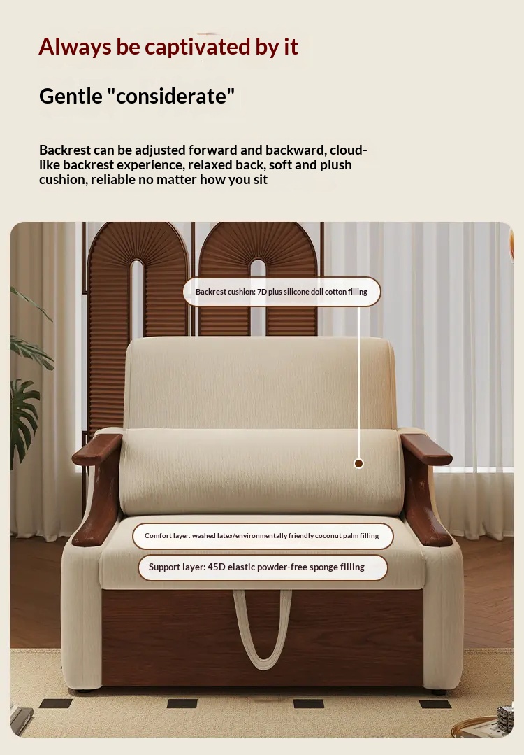 [PRE-ORDER Customizable] Mid-century Modern Sofa Bed for Bedroom Study Room. Foldable Integrated Dual Use 2025 New Model Versatile FurnitureSolution .